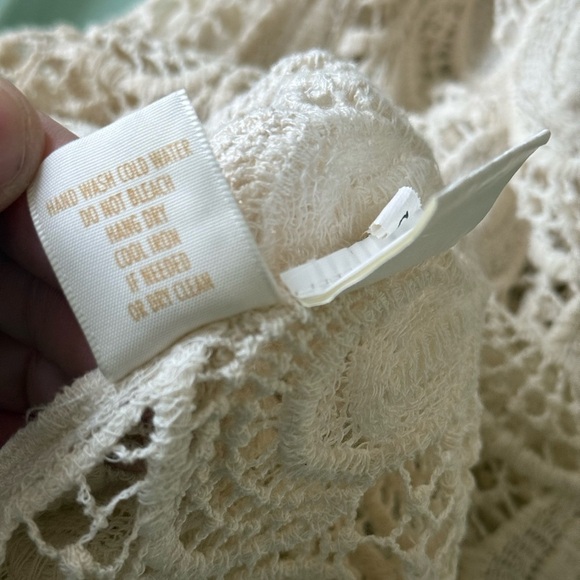 Adiva Crochet Boho Lace Top with Layering Tank Cream Blouse Cottagecore Sz Small - Picture 7 of 7